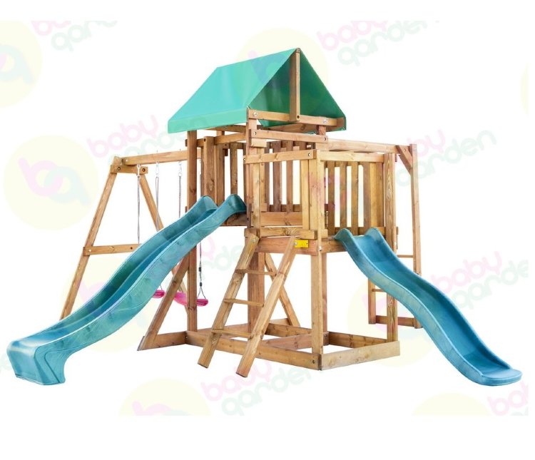 Детская игровая площадка для дачи Babygarden балконом, рукоходом и двумя горками
