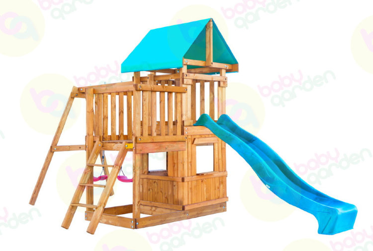 Детская игровая площадка для дачи Babygarden с балконом и закрытым домиком горка 2,4 метра